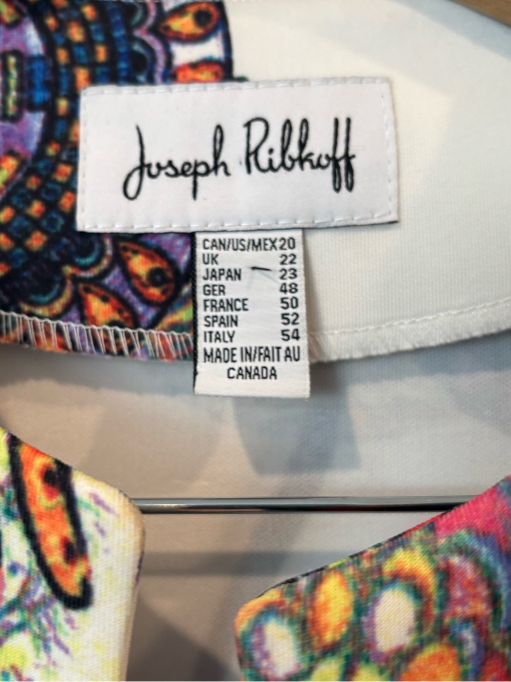 Joseph Ribkoff multi-print, asymmetric 3/4 sleeve blazer / jacket size 20 NWT! - Picture 2 of 7